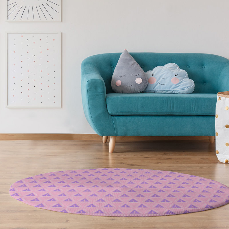 Chenille Geometric Indoor Rug, Round 5'