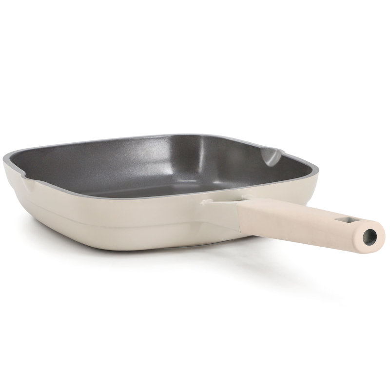 Gibson Elite Lancaster 10.2 Inch Ceramic Nonstick Aluminum Square Frying Pan in Beige, 10.2"