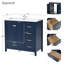 Ensemble de meuble-lavabo 36 po avec lavabo 36 po, armoire de salle de bain moderne à 4 tiroirs, ensemble de meuble-lavabo autoportant en bois avec pieds en bois massif, bleu
