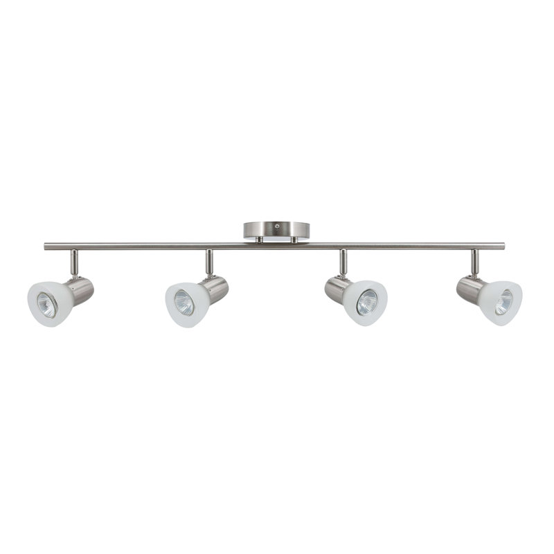 Brushed Nickel 4-Light Modern Track Lighting with Glass Shades