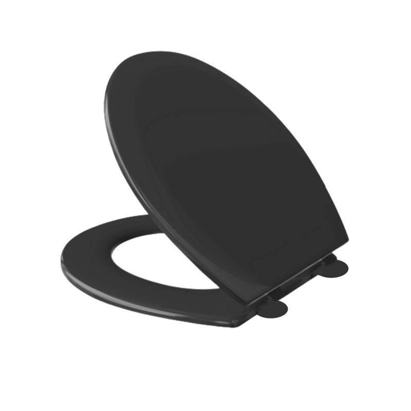 Elongated Toilet Seat Quiet-Close Plastic with Seat Cover, Quick Attach, Matte Black