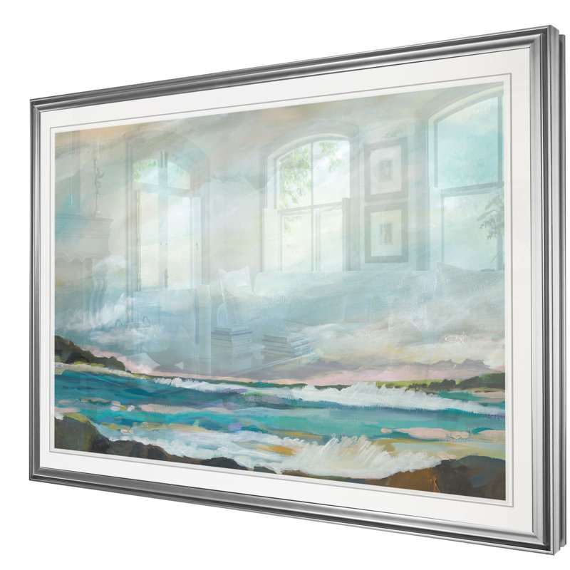 « seaside view iii », reproduction, H 20 po x l 24 po x P 1,5 po, Cadre argenté