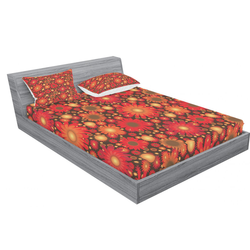 Microfiber Floral Sheet Set, Full Sheet Set with Fitted Sheet