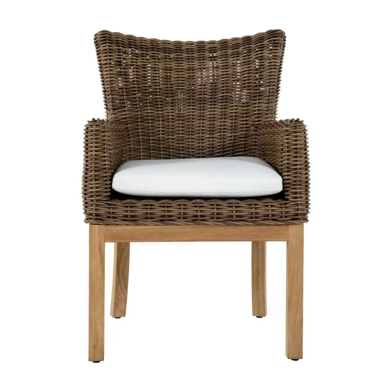Montauk Arm Chair In Verona Fossil Fabric With No Welt, No Welt + Standard Fill, Herringbone Sand