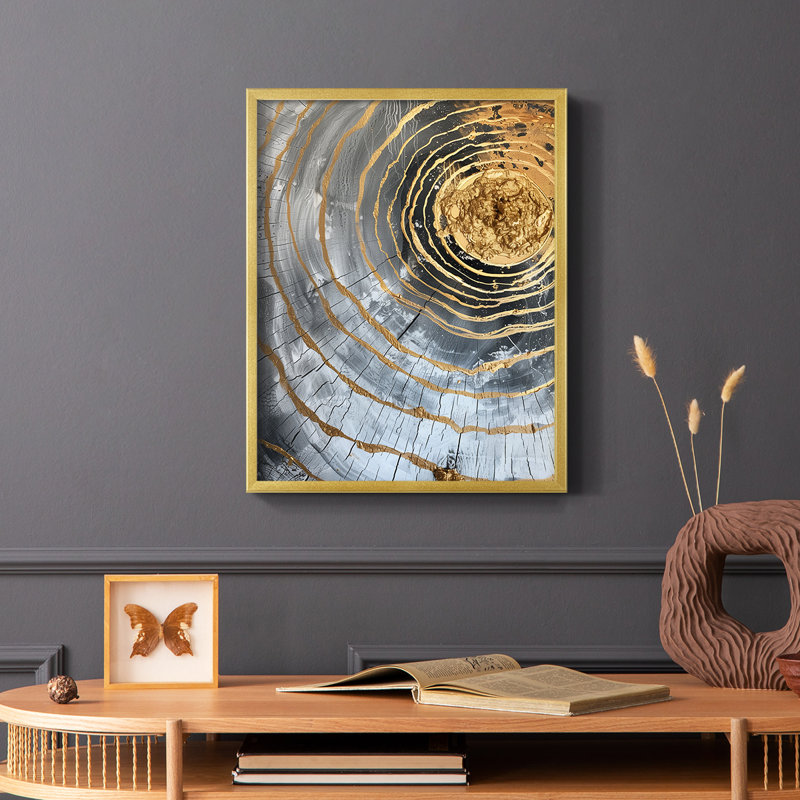 Série ABSTRACT CCLxxvii - reproduction encadrée de qualité supérieure - prête à être accrochée - aucun clou requis, Or