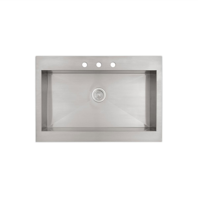 Vault™ 35-3/4" x 24-5/16" x 9-5/16" Top-Mount Single-Bowl Stainless Steel Kitchen Sink, 3 Holes