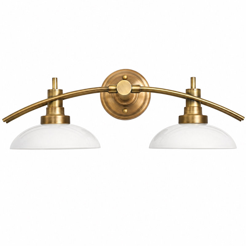 2‑Light Antique Brass Vanity Wall Sconce
