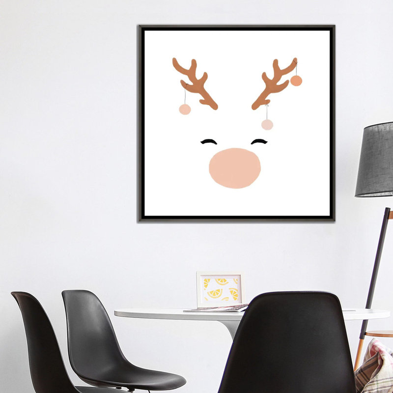 Deer & Baubles par Orara studio, reproduction d’art, H 37 po x l 37 po x P 1,5 po, Cadre en bois rustique foncé, Pas de tapis