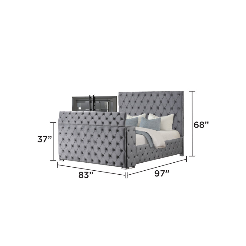 Ensemble de chambre avec coiffeuse 4 pièces Mikilah, Très grand, Grey