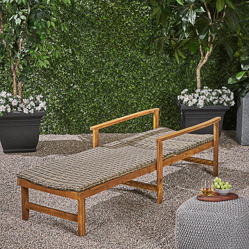 Chaise longue avec dossier réglable, Naturel