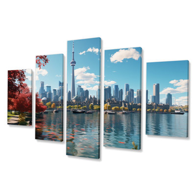 'Toronto Canada During The Day - Nautical & Beach Canvas Wall Art - 5 Panels