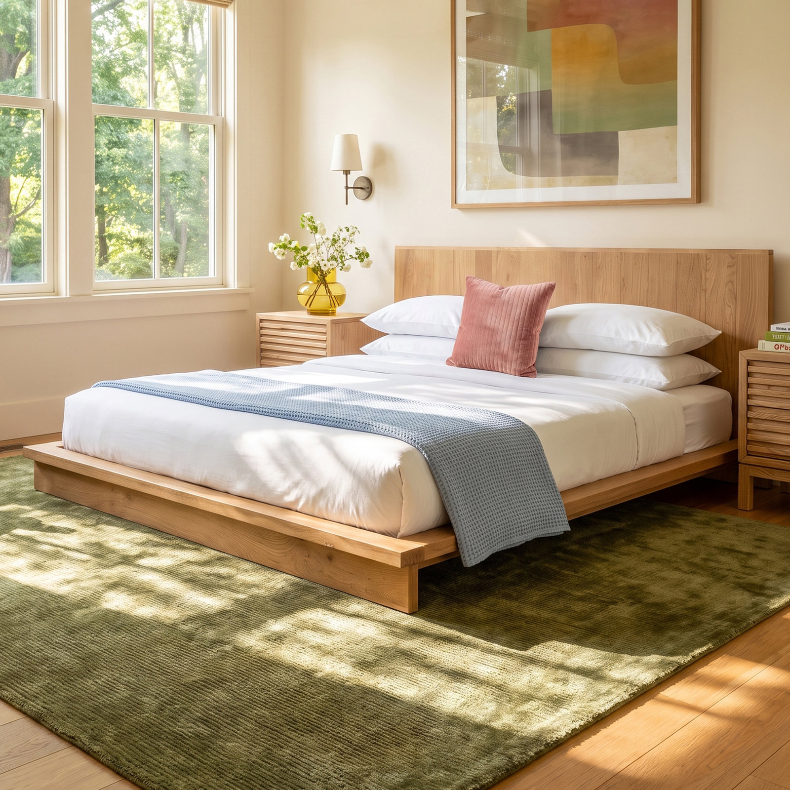 Odette Oak Platform Bed, King