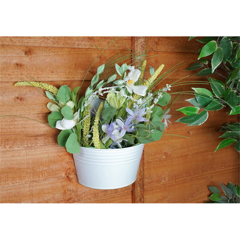 Metal Pot Planter, White