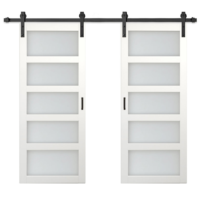 72'' x 84'' Semi-Solid Glass Matte without Installation Hardware Kit Barn Door