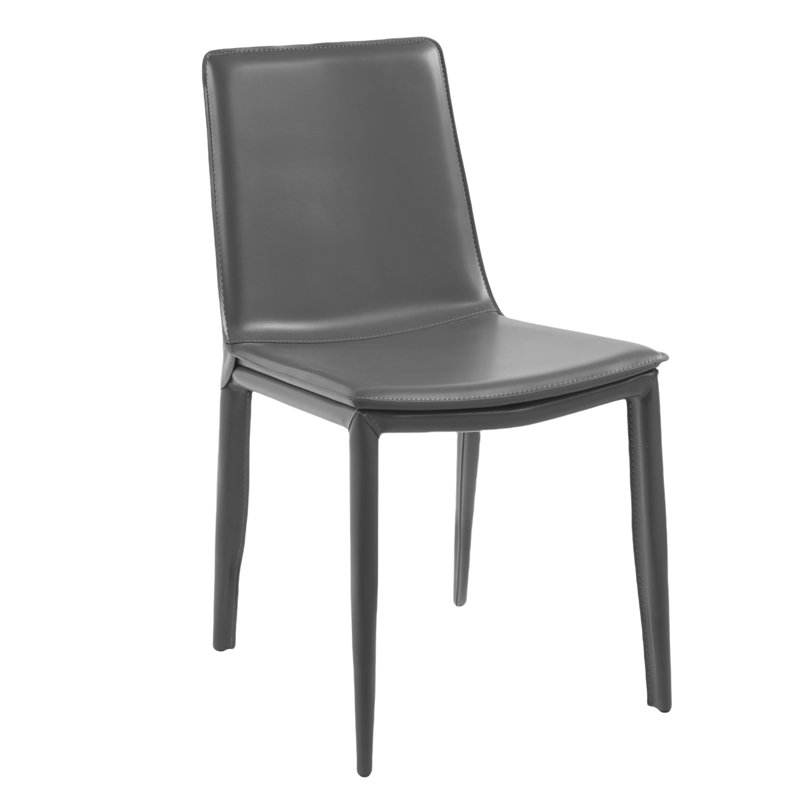 Ensemble de 2 chaises de salle à manger rembourrées en cuir Albia, Gris