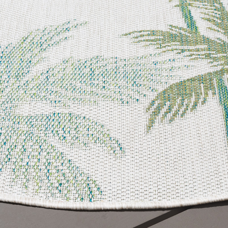 Courtyard Performance Floral Indoor/Outdoor Area Rug, Round 6'7"