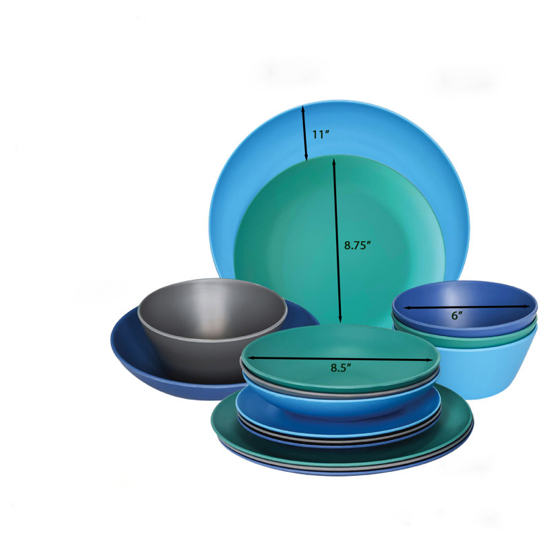 16 Pc Square Melamine Dinnerware Set