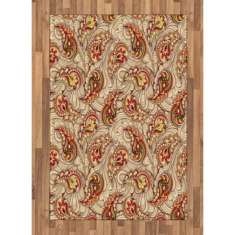 Paisley High Density Long Fiber Poly Threads Decorative Area Rug Carpet, Rectangle 4' x 5'8"