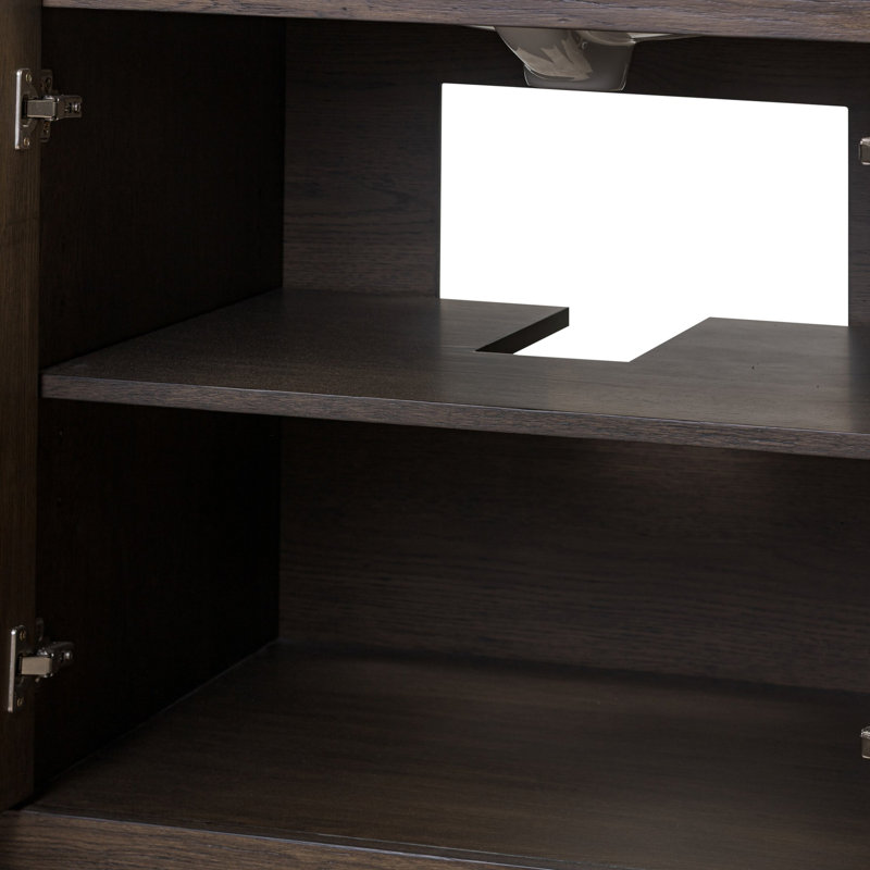 Everett Double Vanity-Satin Light Wash Oak, Satin Espresso Oak Veneer