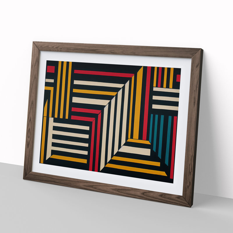 Awesome Modern Abstract Art - Single Picture Frame Print, Walnut, 25cm H x 34cm W x 2cm D