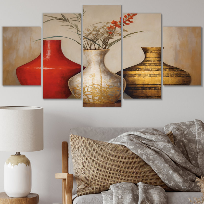 Elton - Boho Pottery, reproduction d'art sur toile - 5 panneaux