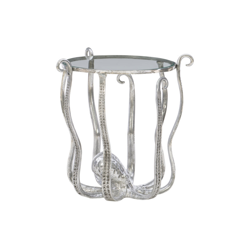 Table de bout en verre Halma, Argent / transparent, H 22 po x l 18 po x P 18 po