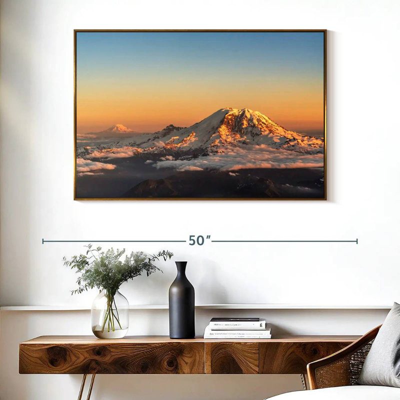 Winter Cascade Range, Floating Frame Gold, 40" X 27"