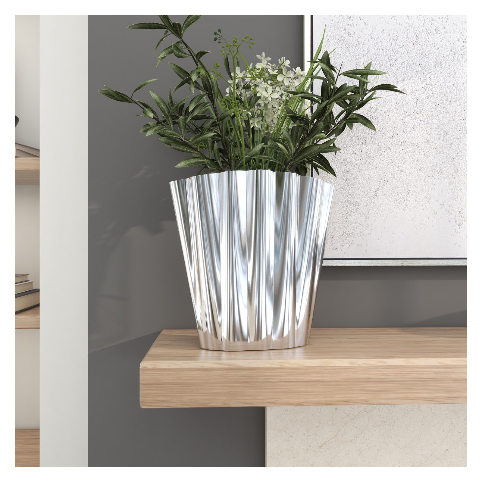 Giule Stainless Steel Table Vase, 14.9" H x 14.2" W x 5" D