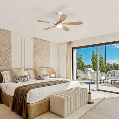 45 Inch  Smart Ceiling Fan with Light 18W Tri Color Dimmable LED Alexa APP Control Quiet Reversible Motor Memory Function Timer