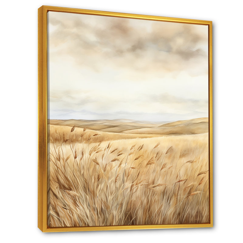 Prairie beauté dévoilée sur toile, Cadre flottant doré, H 32 po x l 24 po x P 1 po