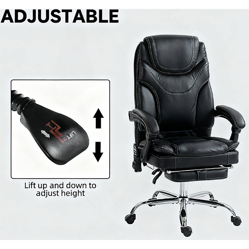 Fauteuil de massage, fauteuil inclinable chauffant en cuir polyuréthane avec repose-pieds