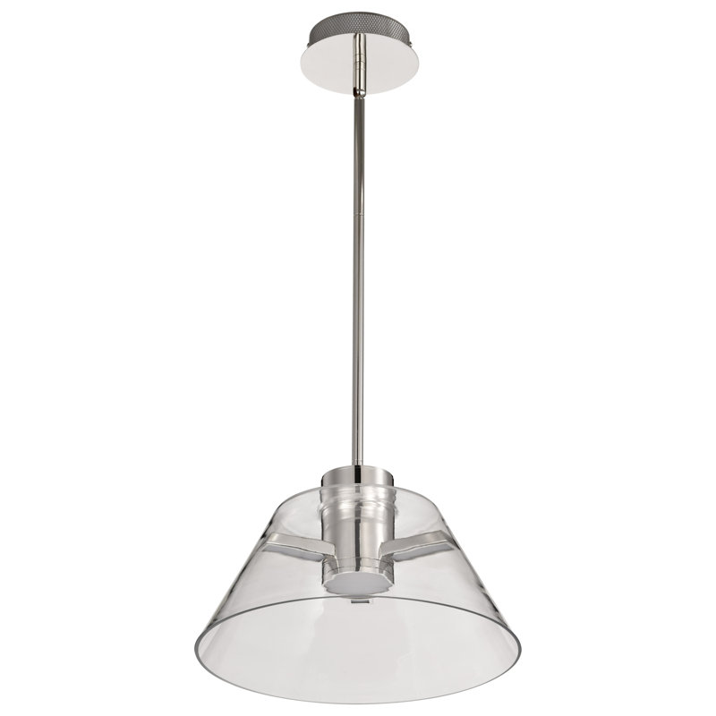 Sinclair - LED Pendant - with Clear Glass, Polished Nickel, 46.13" H x 13.63" W x 13.63" D