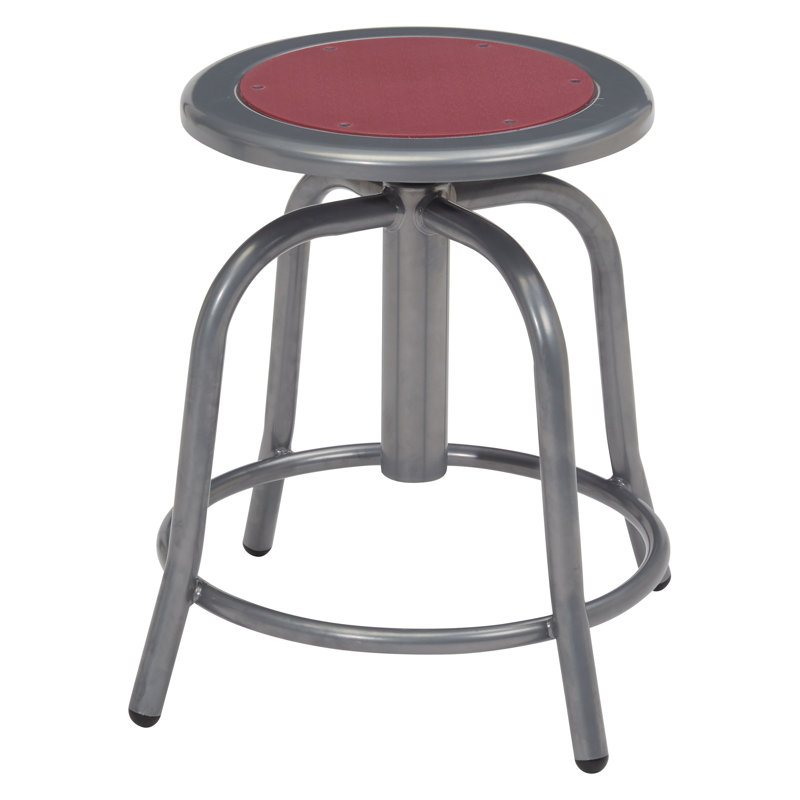 Tabouret de laboratoire à hauteur ajustable, Bourgogne, argent