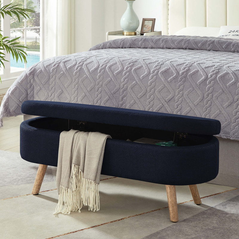 Banc de rangement avec repose-pieds ovale Luxury, Marine, Marine
