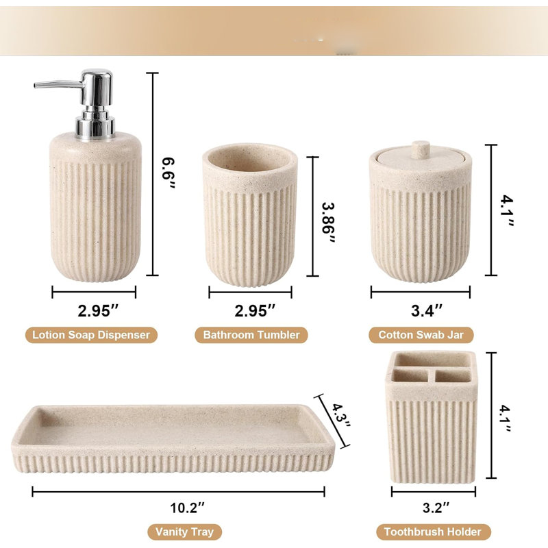 Resin Beige Bathroom Accessory Set