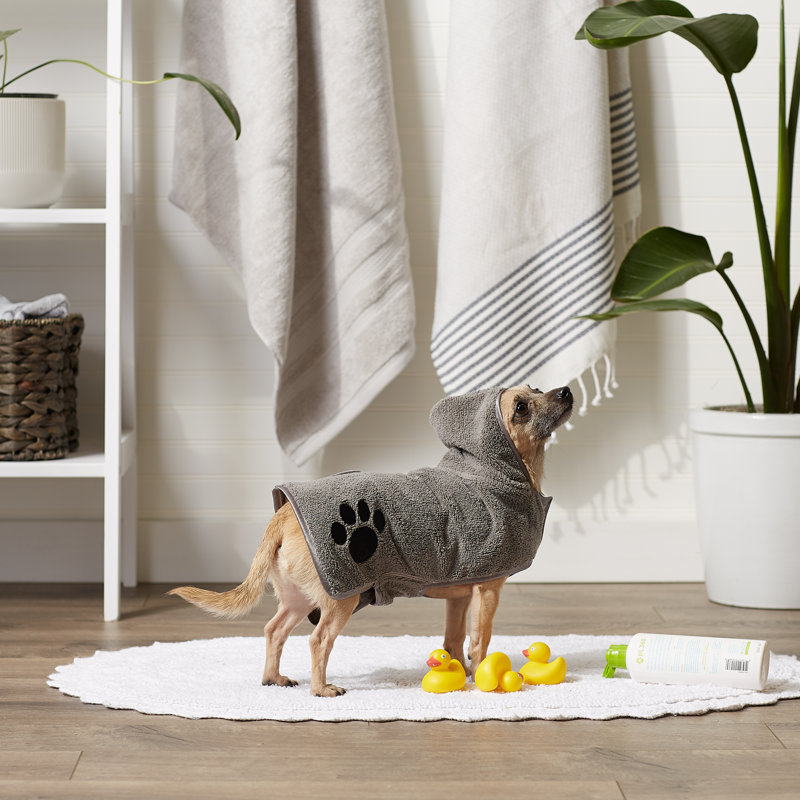 Couverture en polyester AQUA brodé PAW, L 20 po x l 14 po, Gris