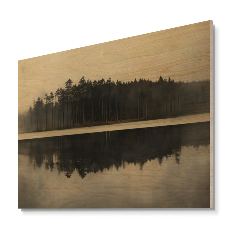 Reflet silencieux de la forêt - Tableau mural en bois de pins noirs, H 24 po x l 32 po, Rectangulaire