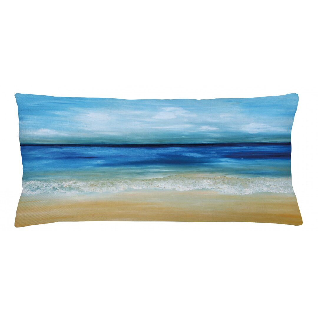 Kissenbezug, Tropical Sandy Beach, Kunst, Marineblau Hellbraun