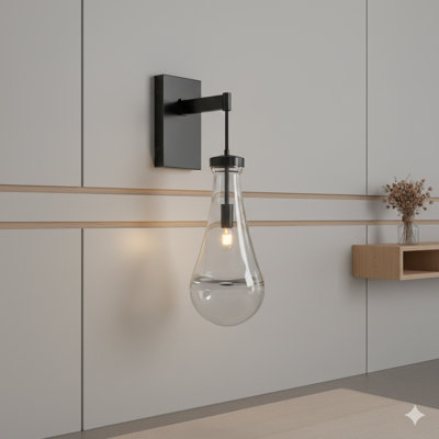 Modern Black Wall-Mounted Sconces With Transparent Glass Panels, Suitable For Lighting Bathrooms, Living Spaces, Hallways, And Reception Desks.