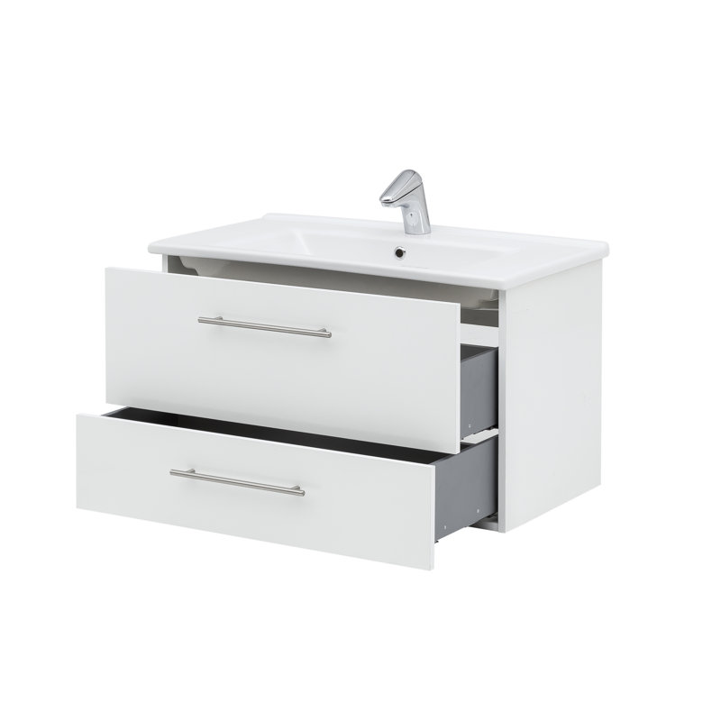 Basic 85 cm Wide Wall-Mounted Single Washbasin