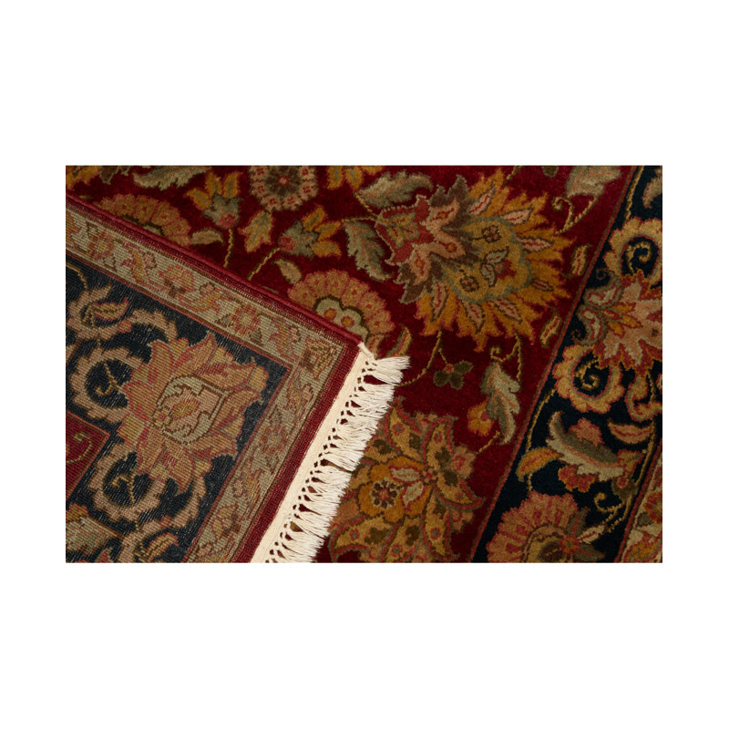 Tapis rouge et bleu noué à la main de haute qualité
