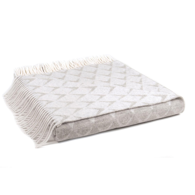 Tweedmill Merino Coastal Throws Blanket with Fringe, Grey