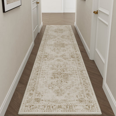 Tapis oriental lavable à la machine avec envers antidérapant Elaine