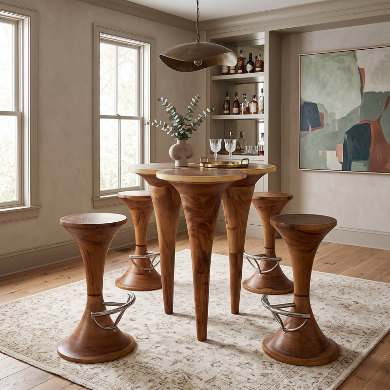 Marley Bar Stool, Chamcha Wood, Brown