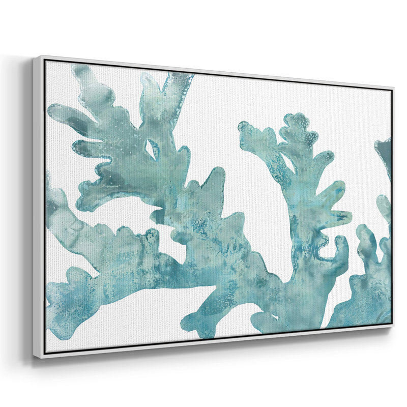 Toile tendue avec châssis Blue Macro Coral II, Blanc, H 25 po x l 37 po x P 2 po