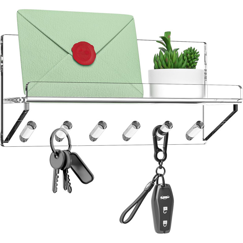 Porte-clés en acrylique avec tablette, support d'entrée, organisateur de courrier, décoration de salon (transparent)