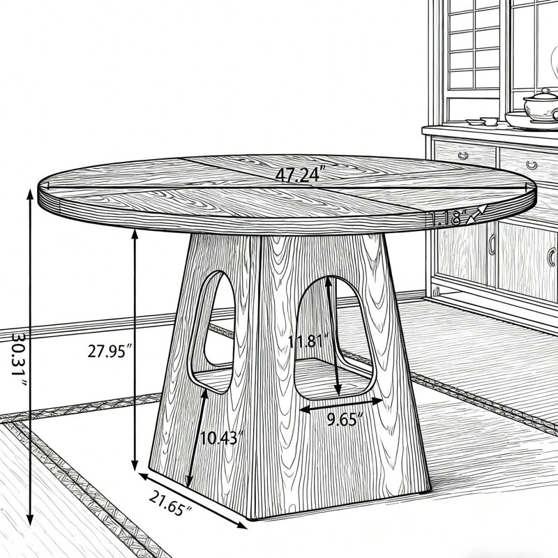 Round Dining Table, Natural