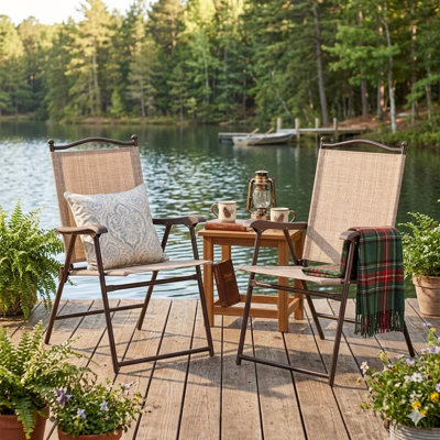 Ensemble de 2 chaises de patio pliantes à dossier en toile