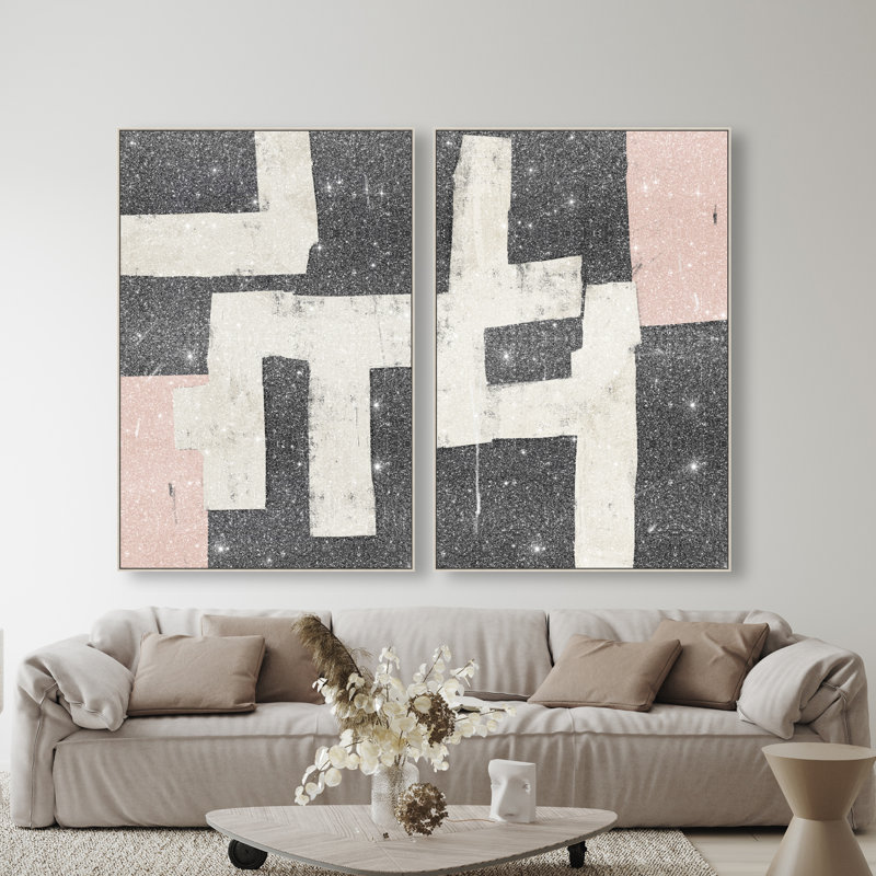 Placed Together Set Set by Oliver Gal, 37"H x 55"W, Silver Floater Frame