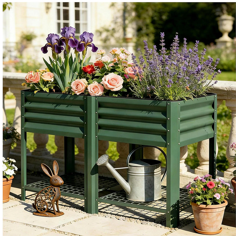 Planter Box,Outdoor Elevated Planter Box,Raised Garden Bed, Green